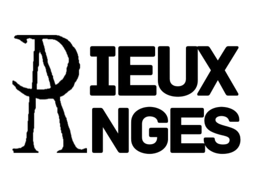 Logo with stylized 'Dieux Anges' text and a unique letter design.